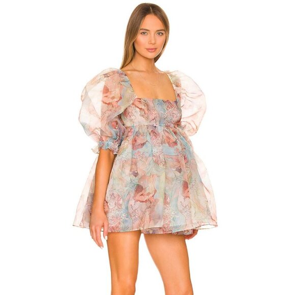 Selkie Mucha Puff Babydoll Dress Womens XS Mini Sheer Coquette Fairy Whimsical - Picture 2 of 16